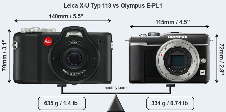 Size Leica X-U Typ 113 vs Olympus E-PL1
