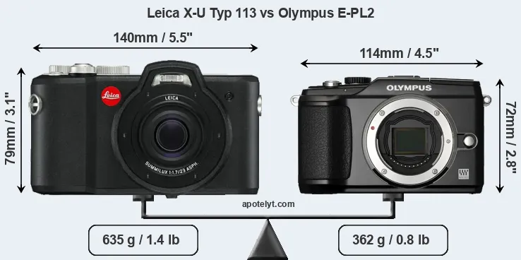 Size Leica X-U Typ 113 vs Olympus E-PL2