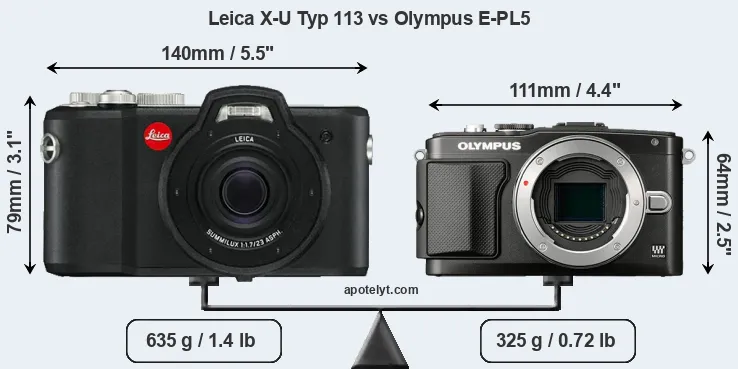 Size Leica X-U Typ 113 vs Olympus E-PL5