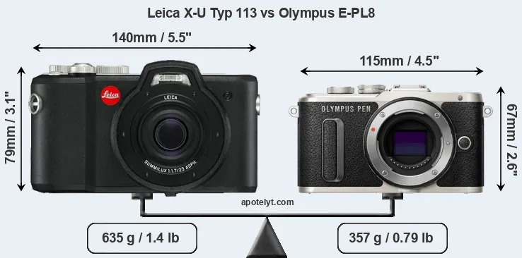 Size Leica X-U Typ 113 vs Olympus E-PL8
