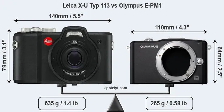Size Leica X-U Typ 113 vs Olympus E-PM1