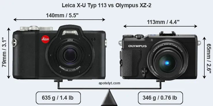 Size Leica X-U Typ 113 vs Olympus XZ-2