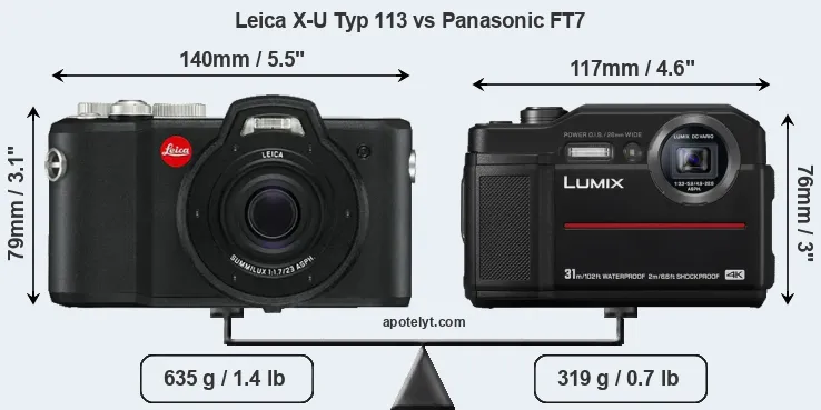 Size Leica X-U Typ 113 vs Panasonic FT7