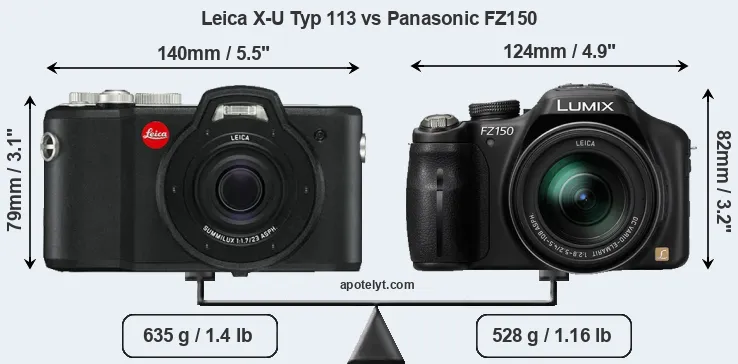 Size Leica X-U Typ 113 vs Panasonic FZ150