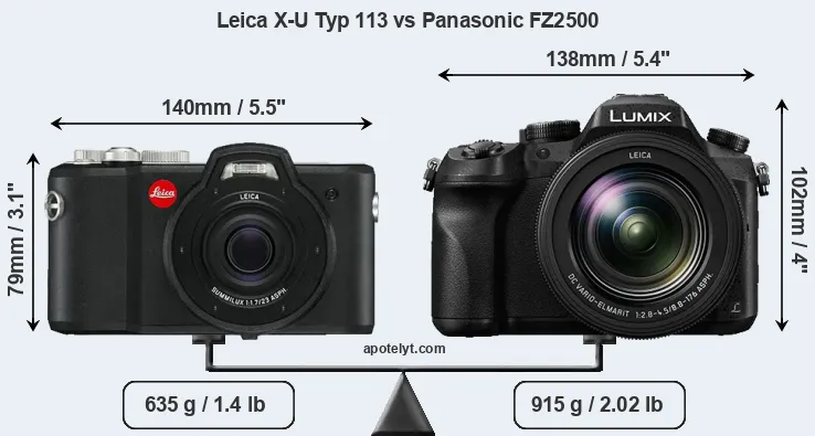 Size Leica X-U Typ 113 vs Panasonic FZ2500