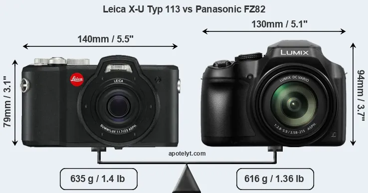 Size Leica X-U Typ 113 vs Panasonic FZ82