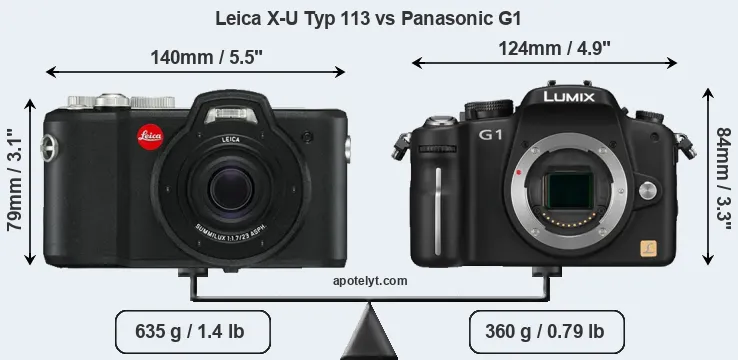 Size Leica X-U Typ 113 vs Panasonic G1