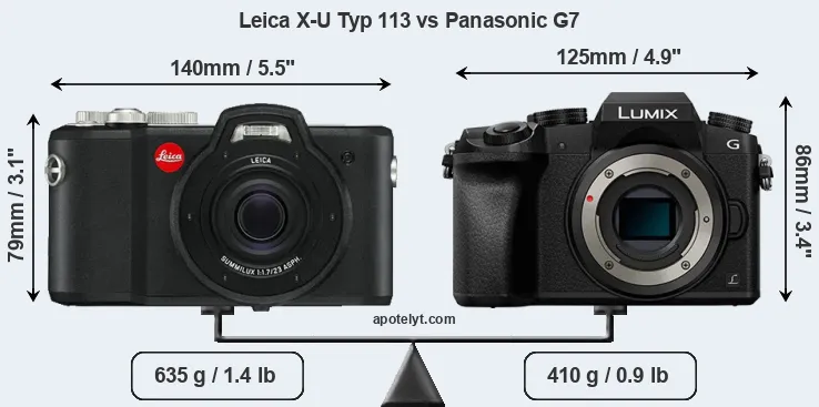 Size Leica X-U Typ 113 vs Panasonic G7