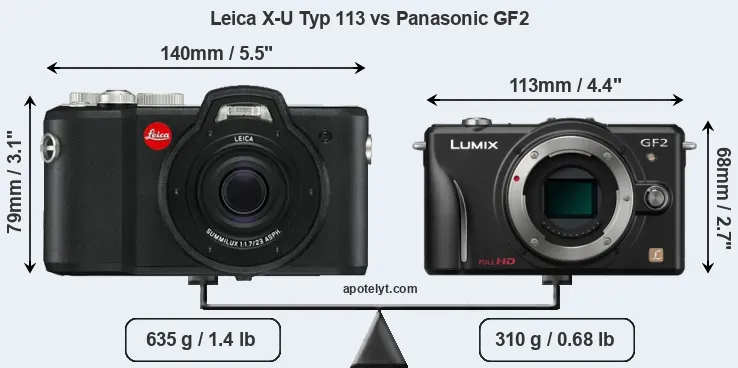 Size Leica X-U Typ 113 vs Panasonic GF2