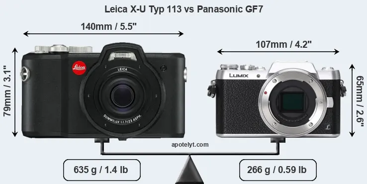 Size Leica X-U Typ 113 vs Panasonic GF7