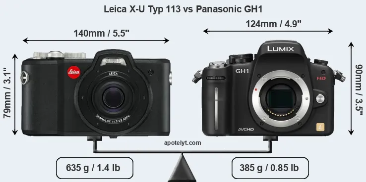 Size Leica X-U Typ 113 vs Panasonic GH1
