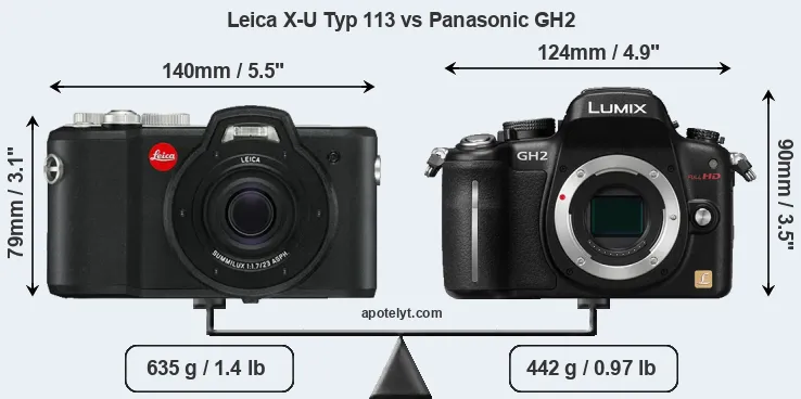 Size Leica X-U Typ 113 vs Panasonic GH2