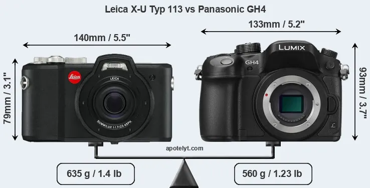 Size Leica X-U Typ 113 vs Panasonic GH4