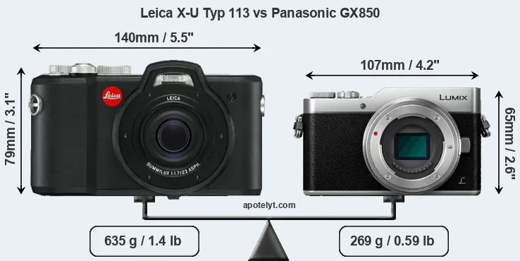 Size Leica X-U Typ 113 vs Panasonic GX850