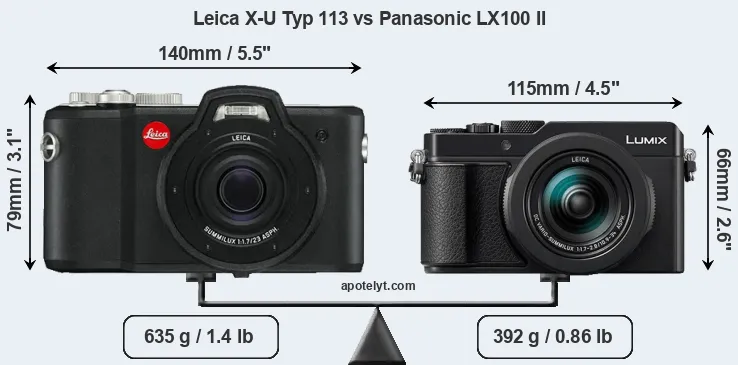 Size Leica X-U Typ 113 vs Panasonic LX100 II