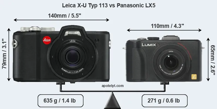 Size Leica X-U Typ 113 vs Panasonic LX5