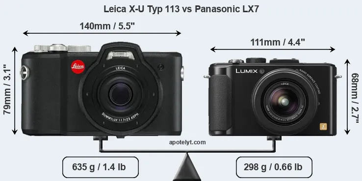 Size Leica X-U Typ 113 vs Panasonic LX7