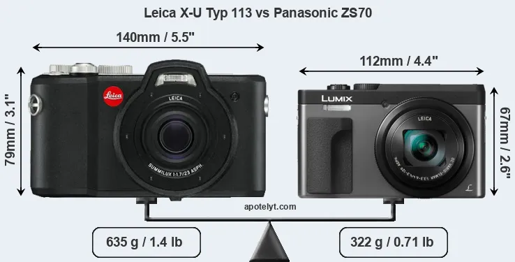 Size Leica X-U Typ 113 vs Panasonic ZS70