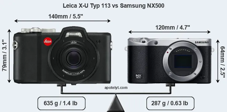 Size Leica X-U Typ 113 vs Samsung NX500