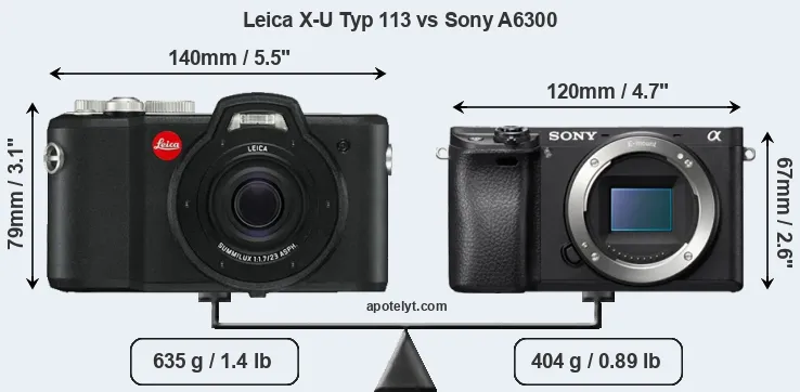 Size Leica X-U Typ 113 vs Sony A6300