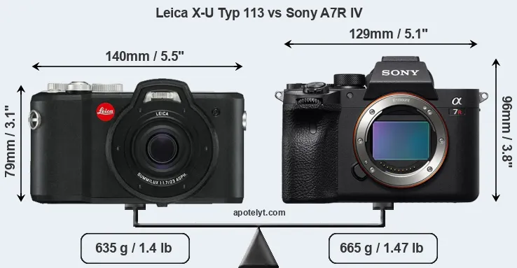 Size Leica X-U Typ 113 vs Sony A7R IV