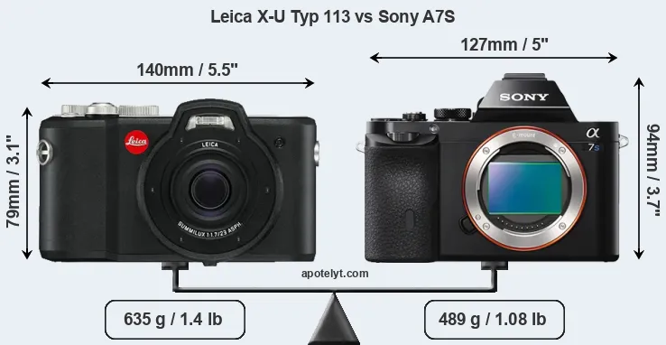 Size Leica X-U Typ 113 vs Sony A7S