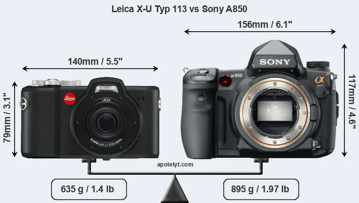 Size Leica X-U Typ 113 vs Sony A850
