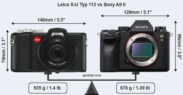 Size Leica X-U Typ 113 vs Sony A9 II