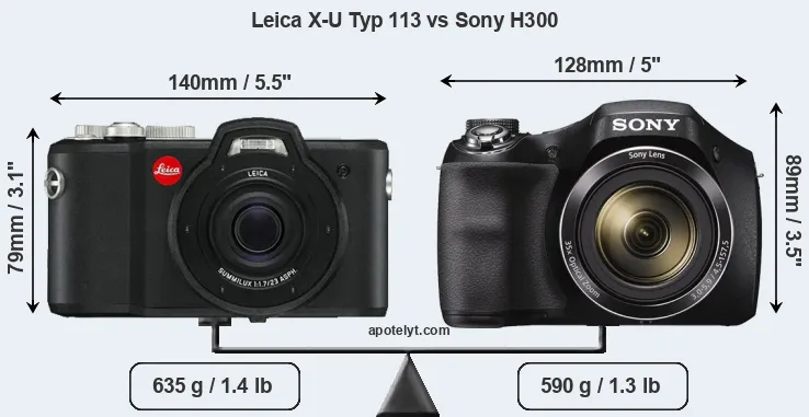 Size Leica X-U Typ 113 vs Sony H300
