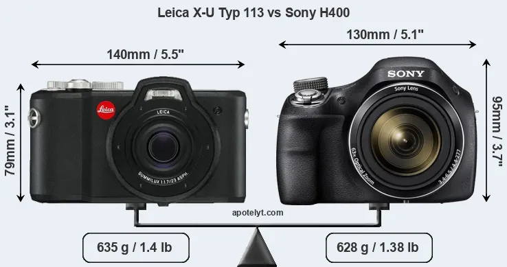 Size Leica X-U Typ 113 vs Sony H400
