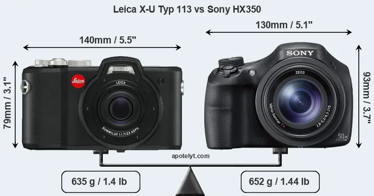 Size Leica X-U Typ 113 vs Sony HX350