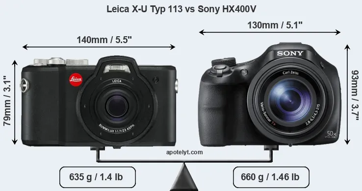 Size Leica X-U Typ 113 vs Sony HX400V
