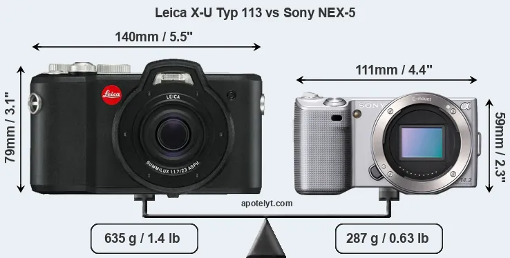 Size Leica X-U Typ 113 vs Sony NEX-5