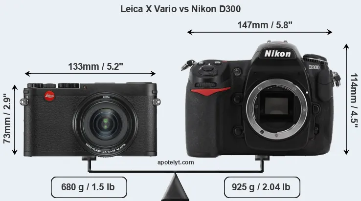 Size Leica X Vario vs Nikon D300