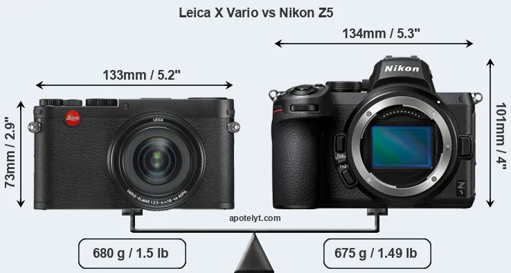 Size Leica X Vario vs Nikon Z5