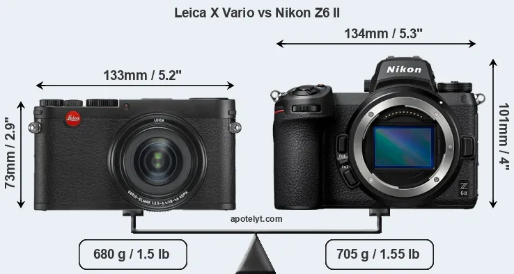 Size Leica X Vario vs Nikon Z6 II