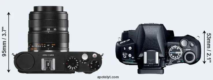 Compare X Vario versus E-410 top