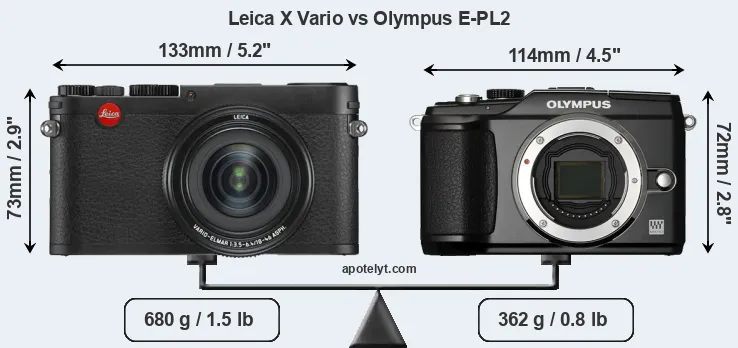 Size Leica X Vario vs Olympus E-PL2