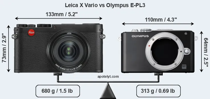 Size Leica X Vario vs Olympus E-PL3