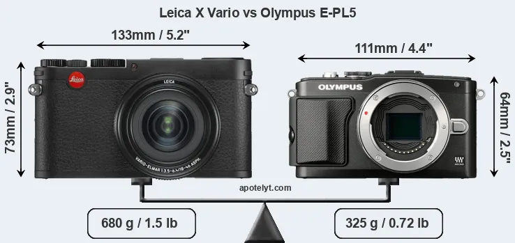 Size Leica X Vario vs Olympus E-PL5