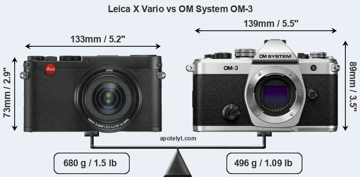 Size Leica X Vario vs OM System OM-3