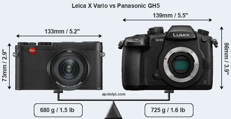 Size Leica X Vario vs Panasonic GH5