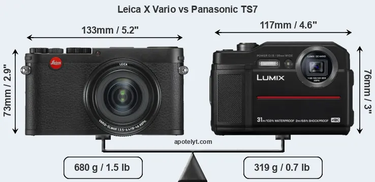 Size Leica X Vario vs Panasonic TS7