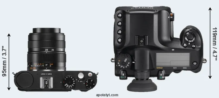 Compare X Vario versus 645D top