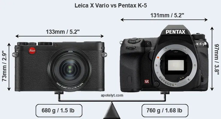 Size Leica X Vario vs Pentax K-5