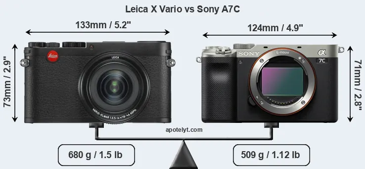 Size Leica X Vario vs Sony A7C
