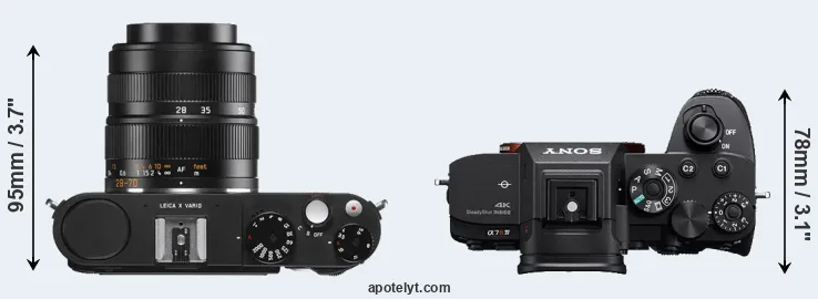 Compare X Vario versus A7R IV top