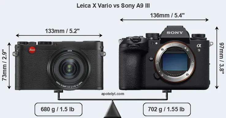 Size Leica X Vario vs Sony A9 III