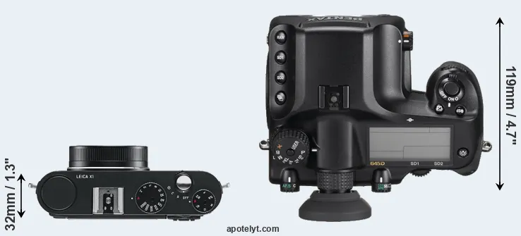 Compare X1 versus 645D top