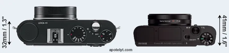 Compare X1 versus RX100 III top